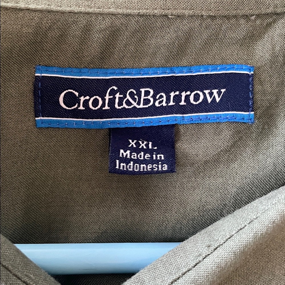 Croft & Barrow Olive Green Hawaiian Button down Mens Shirt. Size (XXL) - Picture 4 of 5